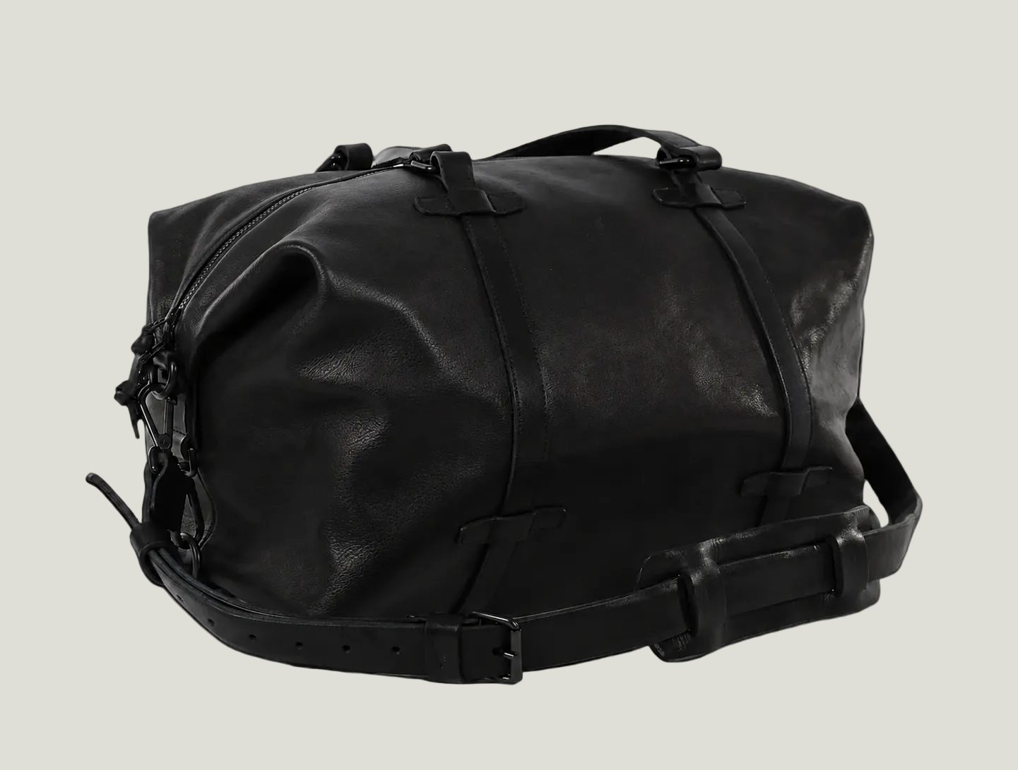 Leder Weekender schwarz