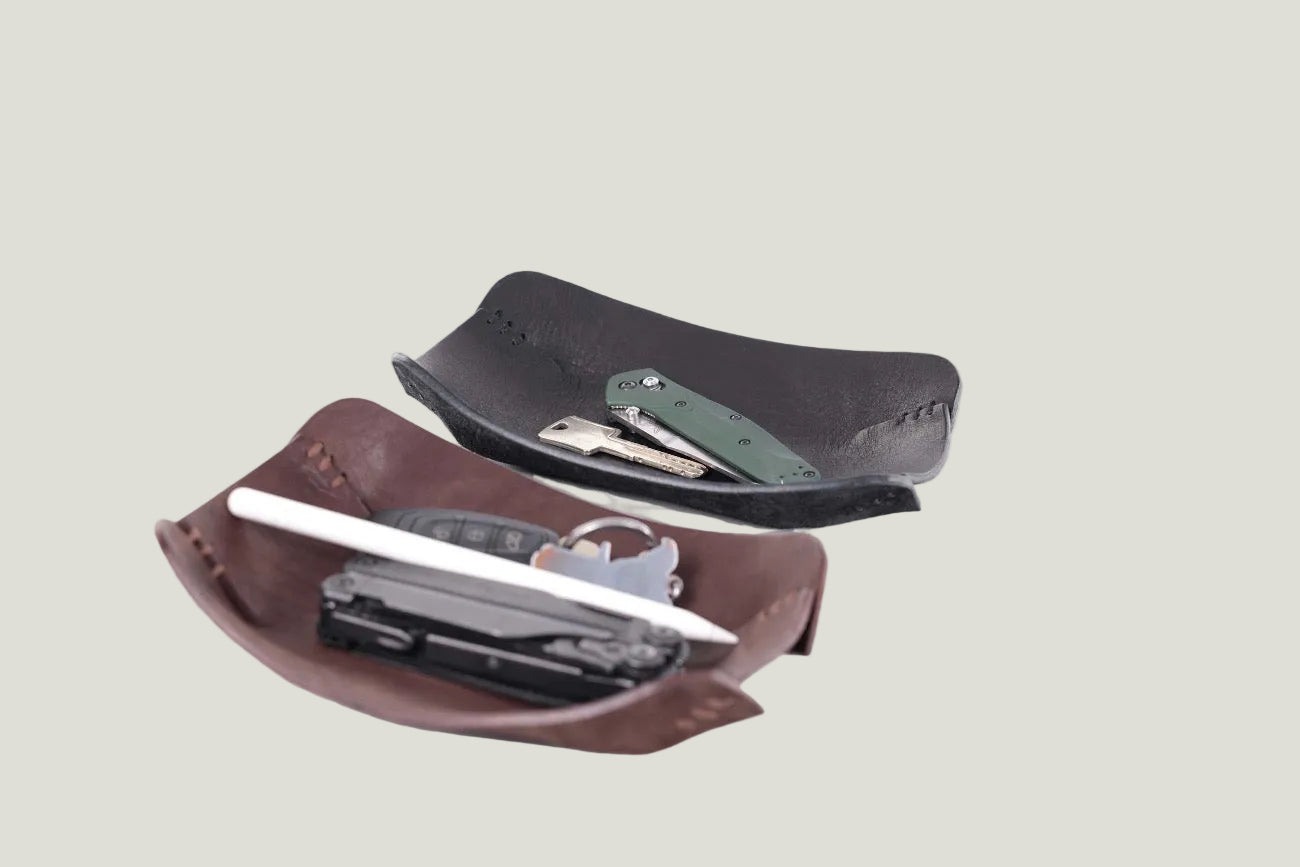 Leder Schale schwarz