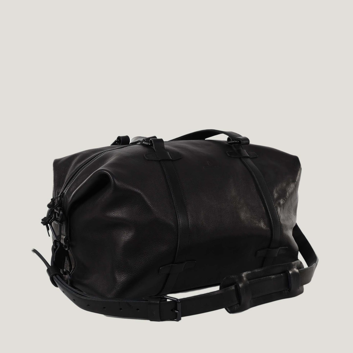 Leder Weekender schwarz